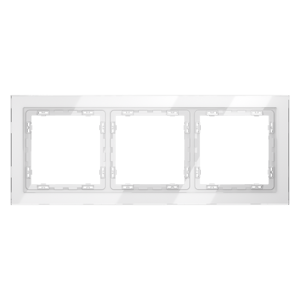 Рамка стеклянная VOLTUM S70 на 3 поста, (белый, стекло)