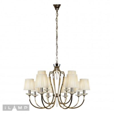 Подвесная люстра iLamp Charm P2508-8+4 Никель+беж