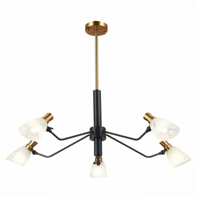 SLE205403-05 Светильник подвесной Черный, Латунь/Белый E14 5*60W