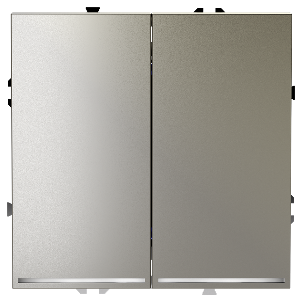 Проходной переключатель встраиваемый VOLTUM S70 двухклавишный с подсветкой 10А, (шелк)