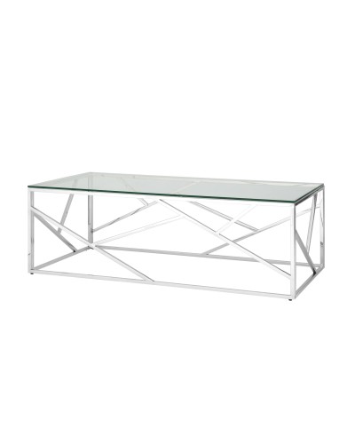Журнальный стол 120*60 АРТ ДЕКО, прозрачное стекло, сталь серебро