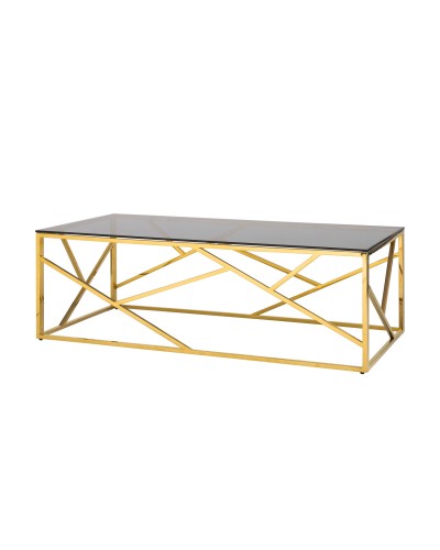 Журнальный стол 120*60 АРТ ДЕКО, стекло smoke, сталь золото