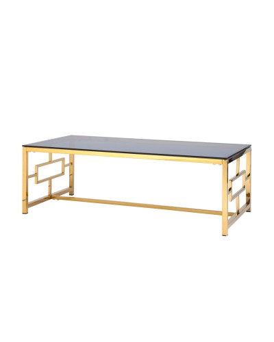 Журнальный стол 120*60 БРУКЛИН, стекло smoke, сталь золото