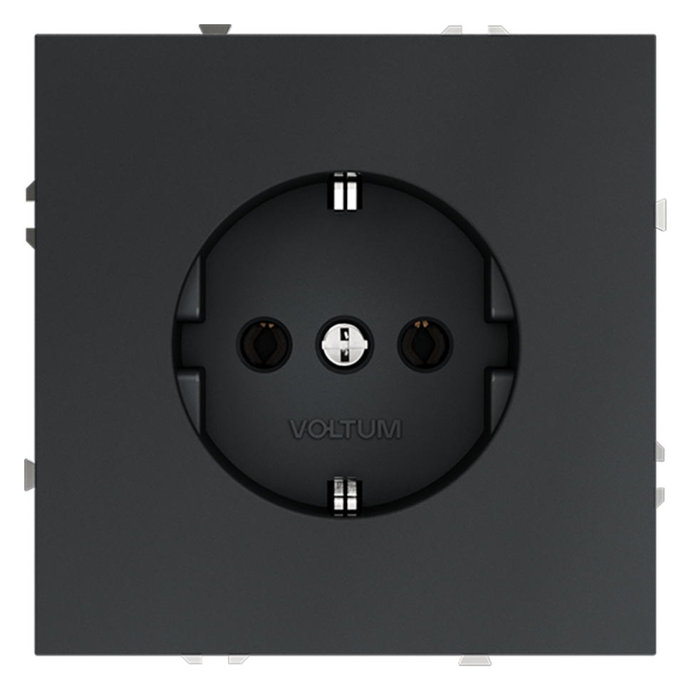 Розетка встраиваемая VOLTUM S70 с заземлением 16А, (графит)