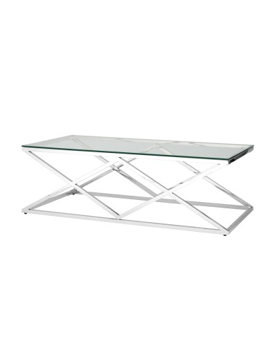 Журнальный стол 120*60 ИНСИГНИЯ, прозрачное стекло, сталь серебро