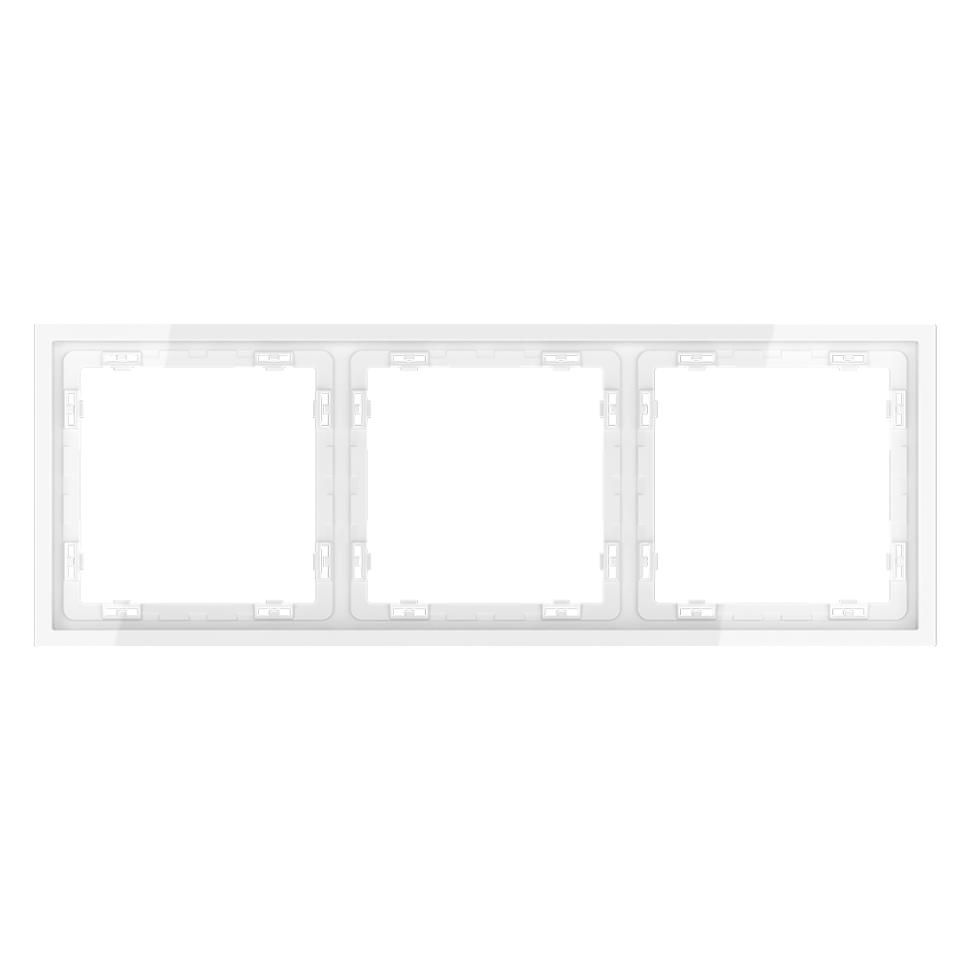 Рамка пластиковая VOLTUM S70 на 3 поста, (белый глянцевый)