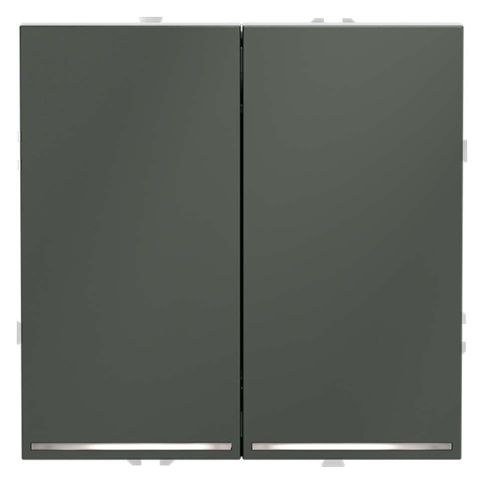 Проходной переключатель встраиваемый VOLTUM S70 двухклавишный с подсветкой 10А, (титан)