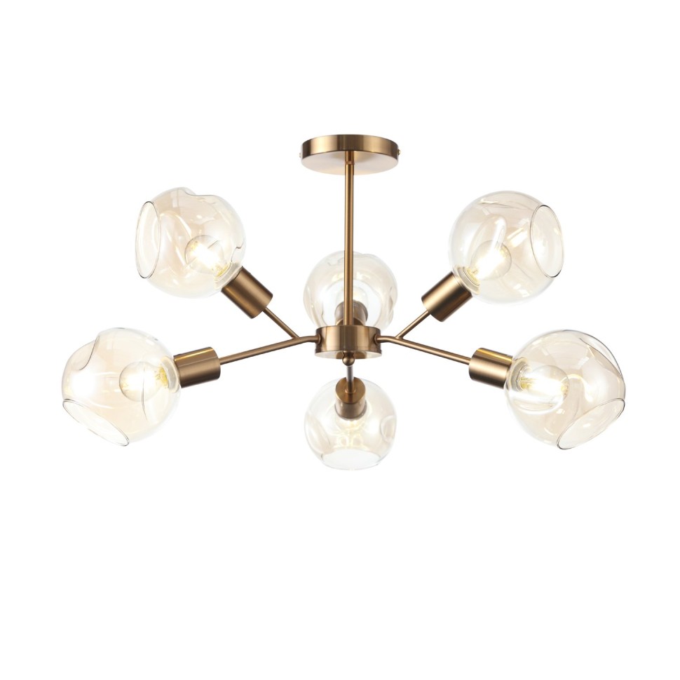 SLE155302-06 Светильник потолочный Античная медь/Янтарный E14 6*60W