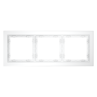 Рамка стеклянная VOLTUM S70 на 3 поста, (белый,матовый,стекло)