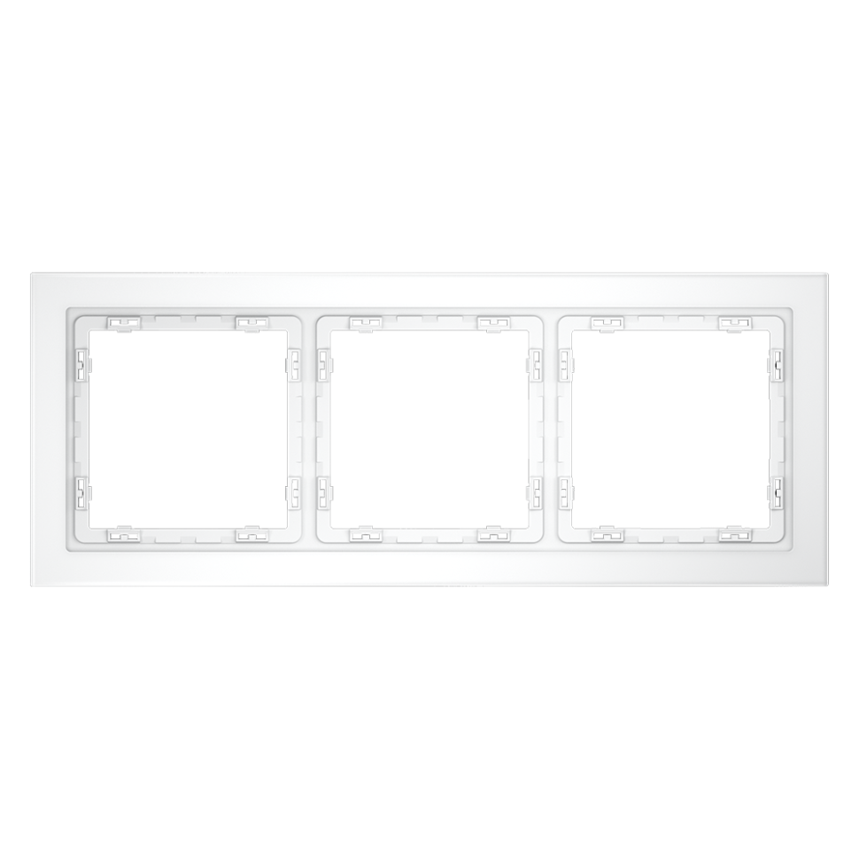 Рамка стеклянная VOLTUM S70 на 3 поста, (белый,матовый,стекло)