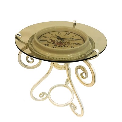 Стол журнальный VIACHY с часами белый КБ-ПЗ/Т-1121