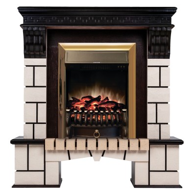 Электрокамин Stone STD AO с очагом Fobos Lux Brass