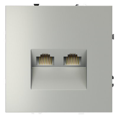 Розетка компьютерная встраиваемая VOLTUM S70 двойная RJ45+RJ45 кат.6, (сталь)