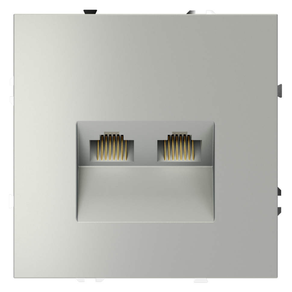 Розетка компьютерная встраиваемая VOLTUM S70 двойная RJ45+RJ45 кат.6, (сталь)