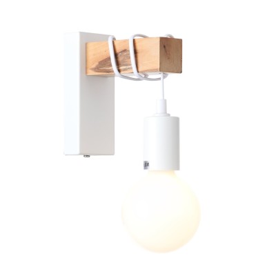 SL1142.501.01 Светильник настенный Белый, Светлое дерево E27 1*60W