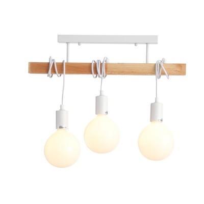 SL1142.503.03 Светильник подвесной Белый, Светлое дерево E27 3*60W