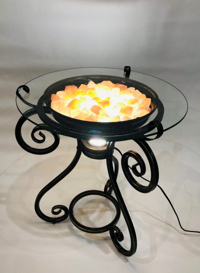 Стол журнальный VIACHY с подсветкой и гималайской солью чёрный КЧ-ПЗ/П-2112Г1