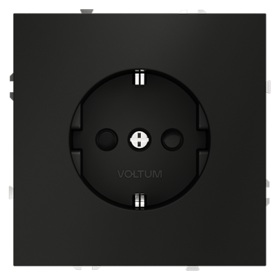 Розетка встраиваемая VOLTUM S70 с заземлением и защитными шторками, 16А, (черный матовый)