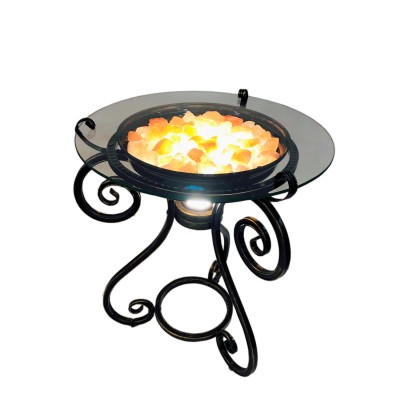 Стол журнальный VIACHY с подсветкой и гималайской солью чёрный КЧ-ПЗ/Т-2122Г1