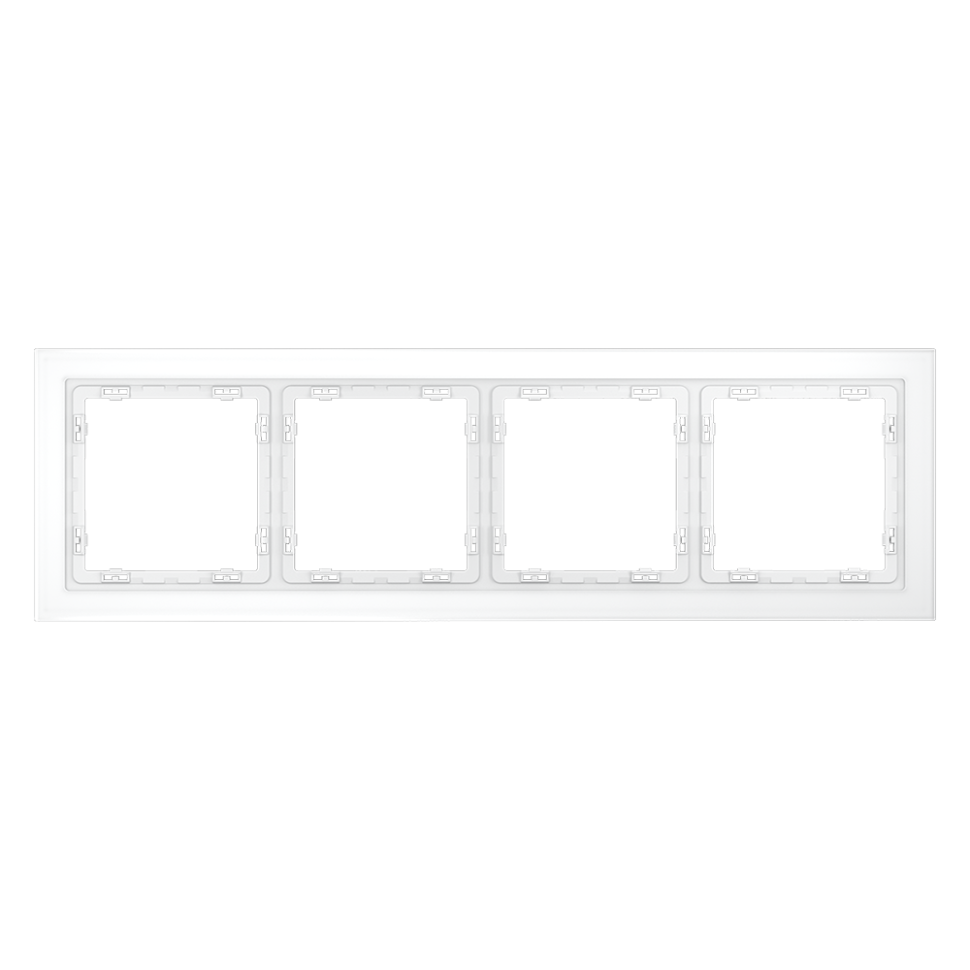 Рамка стеклянная VOLTUM S70 на 4 поста, (белый,матовый,стекло)