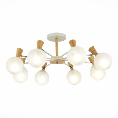 SLE220702-08 Светильник потолочный Белый, Светлое дерево/Белый E14 8*40W