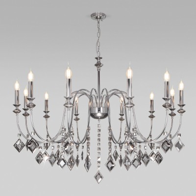 Подвесная люстра Eurosvet 10120/12 хром/дымчатый хрусталь Strotskis Smart (10110/12)