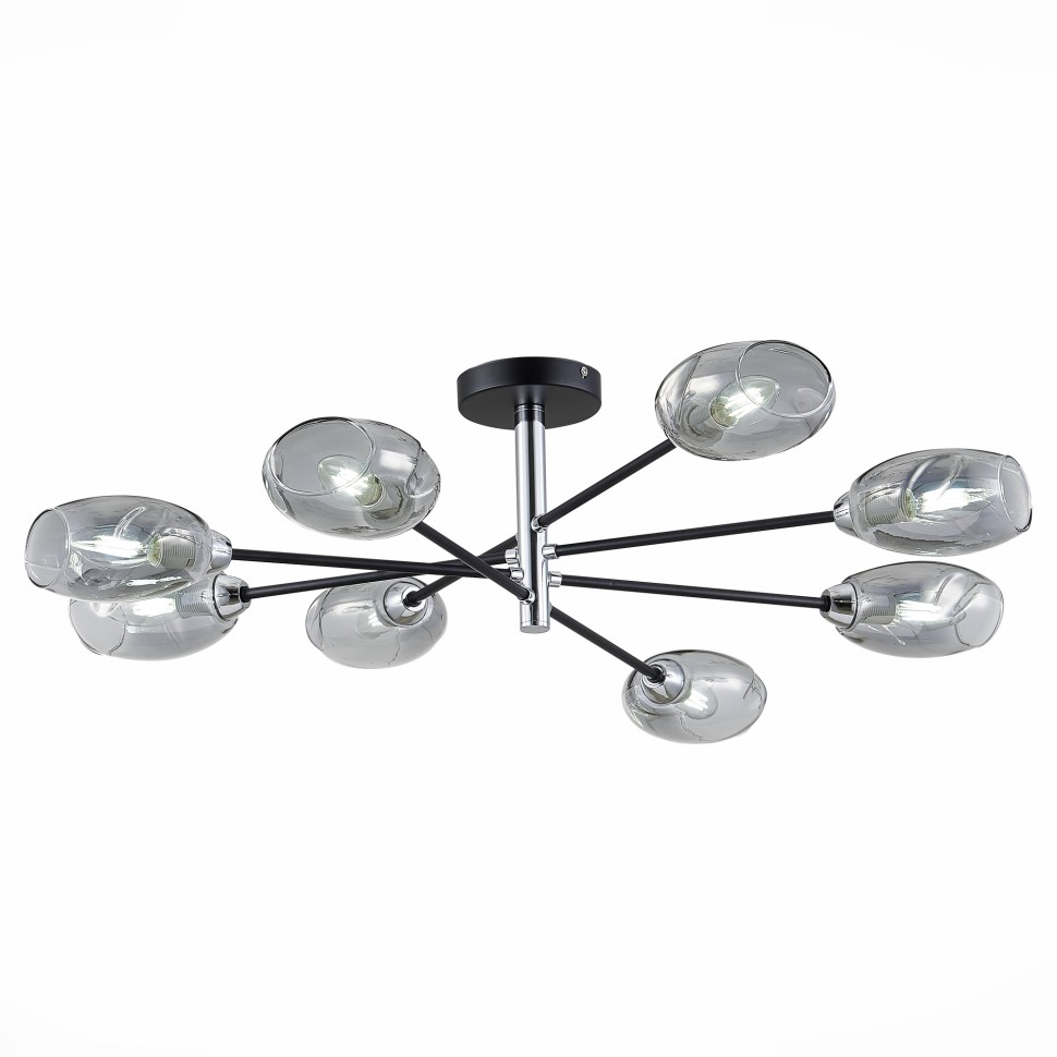 SLE155512-08 Светильник потолочный Черный, Хром/Дымчатый E14 8*40W