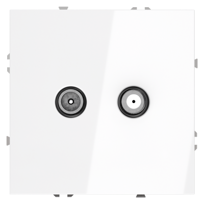 Розетка телевизионная встраиваемая VOLTUM S70 оконечная TV+SAT, (белый глянцевый)