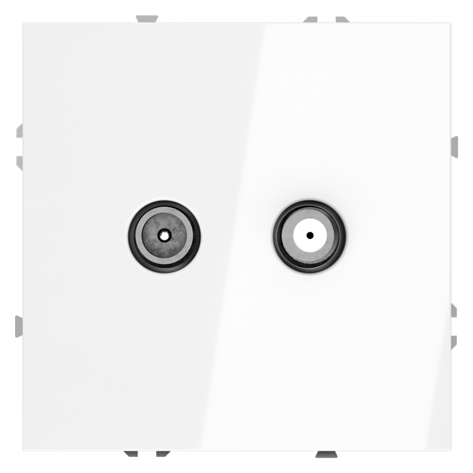 Розетка телевизионная встраиваемая VOLTUM S70 оконечная TV+SAT, (белый глянцевый)