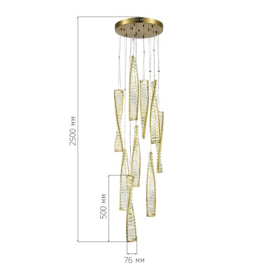 SL6205.303.09 Светильник подвесной ST-Luce Латунь/Прозрачный LED 1*99W 4000K
