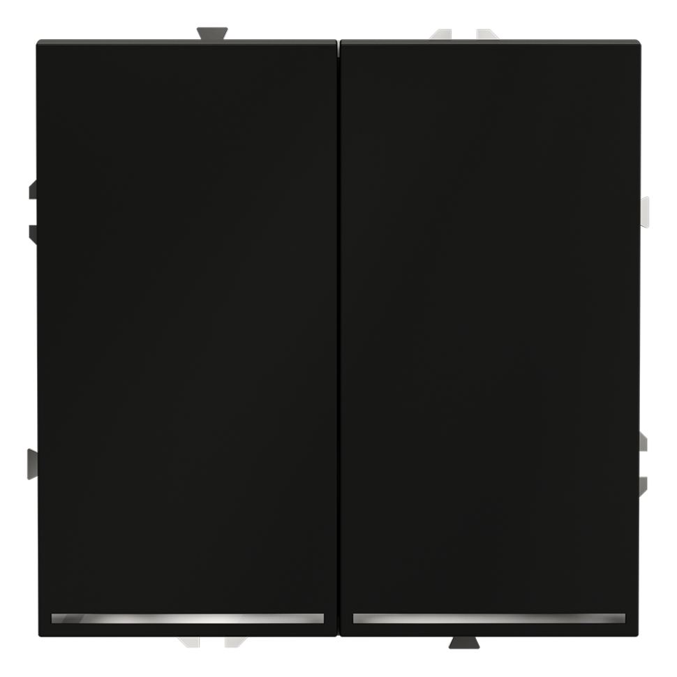 Проходной переключатель встраиваемый VOLTUM S70 двухклавишный с подсветкой 10А, (черный матовый)