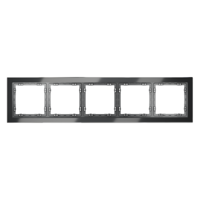 Рамка стеклянная VOLTUM S70 на 5 постов, (графит, стекло)