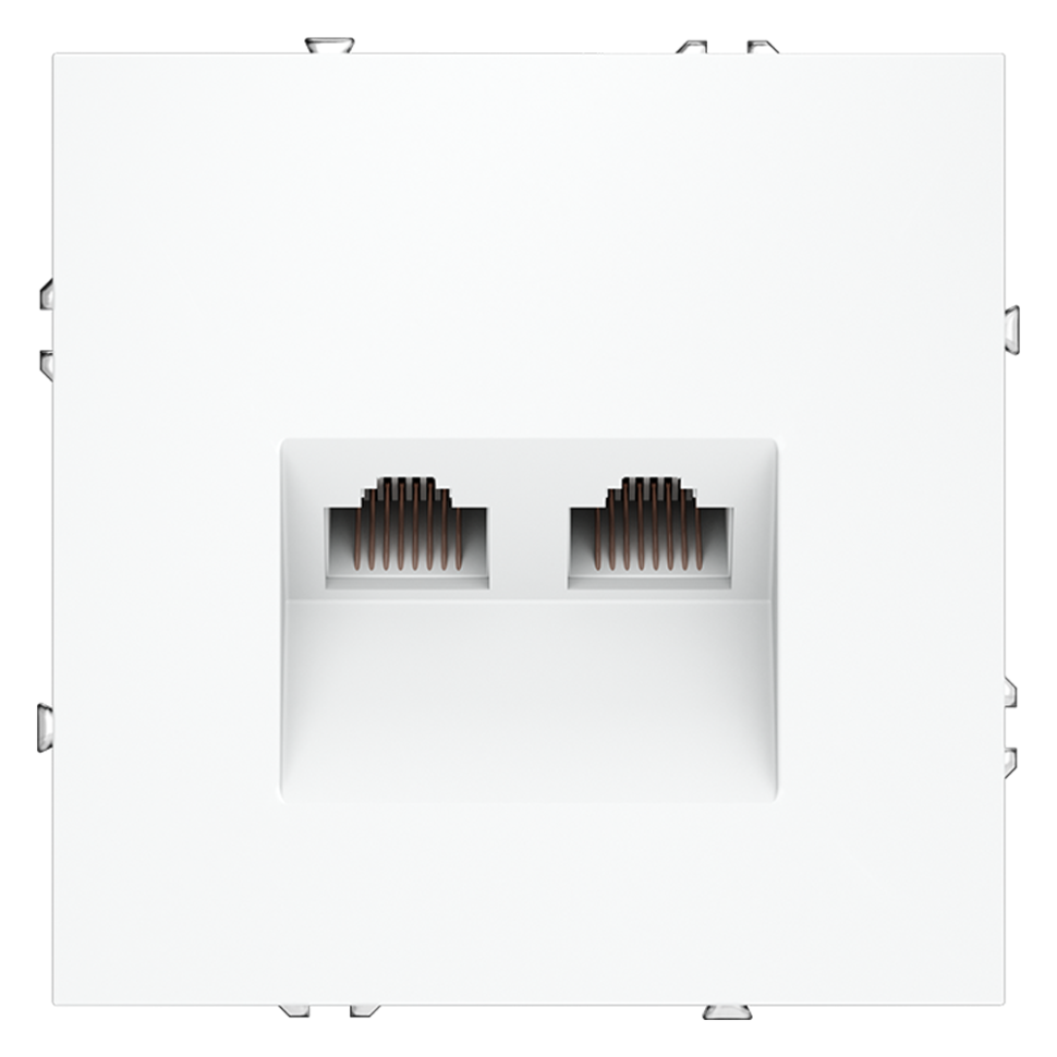 Розетка компьютерная встраиваемая VOLTUM S70 двойная RJ45+RJ45 кат.6, (белый матовый)