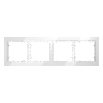 Рамка стеклянная VOLTUM S70 на 4 поста, (белый, стекло)