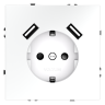 Розетка встраиваемая VOLTUM S70 с заземлением и защитными шторками, 16А, с USB, A+A, (белый матовый)