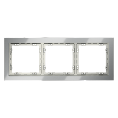 Рамка стеклянная VOLTUM S70 на 3 поста, (сталь, стекло)