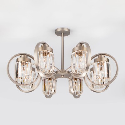 Люстра на штанге Eurosvet 10095/8 сатин-никель/прозрачный хрусталь Strotskis