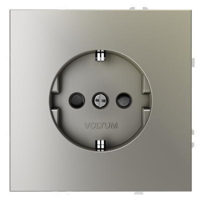 Розетка встраиваемая VOLTUM S70 с заземлением и защитными шторками, 16А, (шелк)