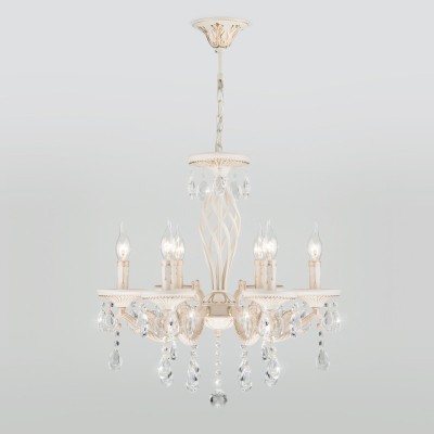 Подвесная люстра Eurosvet 3585/6 белый/прозрачный хрусталь Strotskis