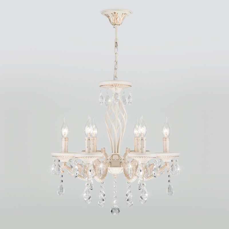 Подвесная люстра Eurosvet 3585/6 белый/прозрачный хрусталь Strotskis