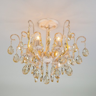 Люстра на штанге Eurosvet 10022/6 белый с золотом/ тонированный хрусталь Strotskis