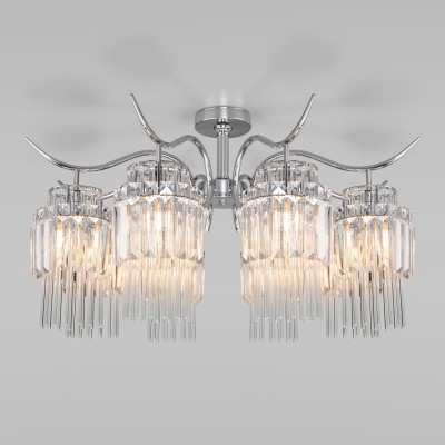 Люстра на штанге Eurosvet 10119/8 хром/прозрачный хрусталь Strotskis