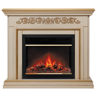 Электрокамин Leticia 26 WT-619G с очагом Moonblaze Deluxe Brass