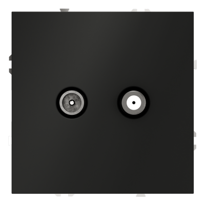 Розетка телевизионная встраиваемая VOLTUM S70 оконечная TV+SAT, (черный матовый)