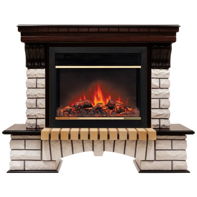 Электрокамин Country 26 AO с очагом Moonblaze Deluxe Brass