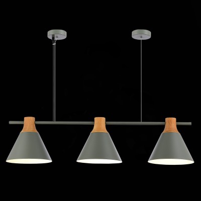 SLE125113-03 Светильник подвесной Серый/Серый, Светлое дерево E27 3*60W