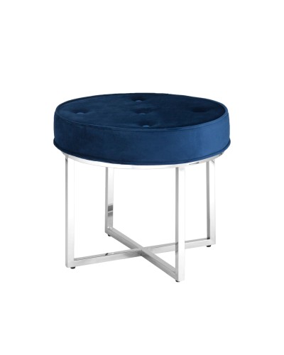 Банкетка САПФИР, вельвет синий, сталь серебро