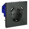 Розетка встраиваемая VOLTUM S70 с заземлением и защитными шторками, 16А, с USB, A+A, (титан)