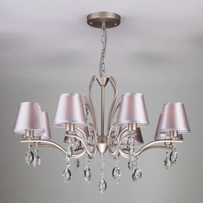 Подвесная люстра Eurosvet 10089/8 сатин-никель/прозрачный хрусталь Strotskis