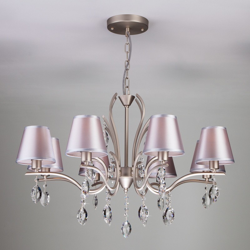 Подвесная люстра Eurosvet 10089/8 сатин-никель/прозрачный хрусталь Strotskis